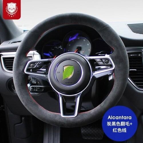 Steering wheel cover Real Alcantara for Porsche Taycan 3 Panamera Macan Cayenne 718 911 9YA 971 suede Grip Cover Auto parts
