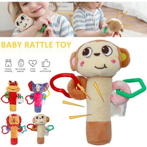 Baby Soft Rattles Shaker Toys 0-12 Months Cartoon Animal Baby Plush Rattle Mobile Bell Toy Infant Toddler Early Educational Toys