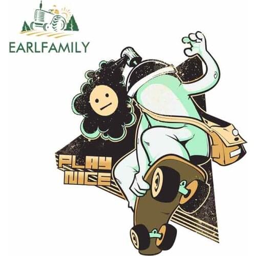 EARLFAMILY 13cm x 11.1cm for Skateboarding Fine Decal Cartoon Oem Car Stickers Sunscreen Vinyl JDM Helmet Motorcycle Graphics