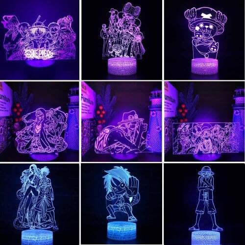 25styles One Piece Anime 3D Lamp Luffy Nami Zoro Ace Sanji Night Lights Led Chopper Usopp Action Figure Xmas Gift Decor Doll Toy