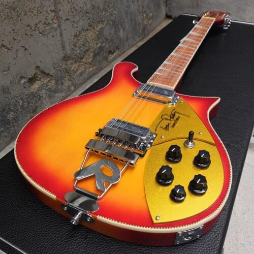 12-string 660 electric guitar, red paint, rosewood fingerboard, vibrato bridge, neck through the body