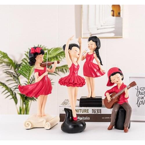 WU CHEN LONG European Musical Girl Art Sculpture Ballet Guitar Violin Character Figurine Resin Crafts Creative Home Decor R4999