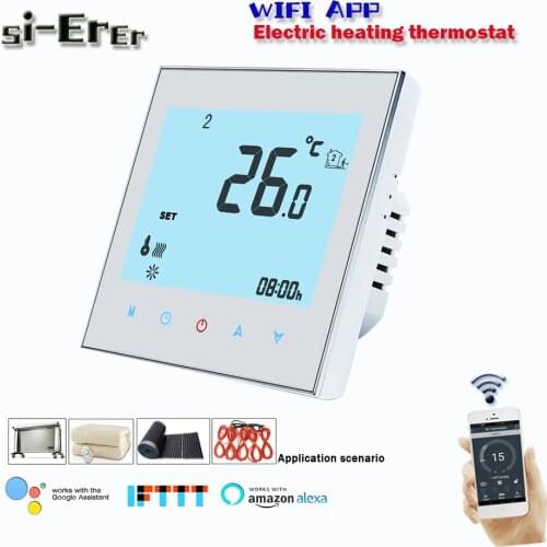 95-240VAC16A WIFI Thermostat Temperature Controller LCD Touch Screen Backlight for Electric Heating,Weekly Programmable