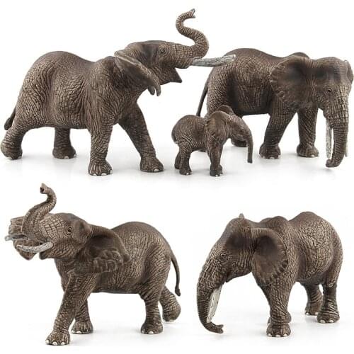 Animal Modelo Pvc Simulated Elephant Model Toys for Children Simulation Elephant Family of Three Interesting Hand-made Gift