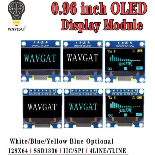0.96 inch OLED IIC Serial White Display Module 128X64 I2C SSD1306 12864 LCD Screen Board GND VCC SCL SDA 0.96" for Arduino Black