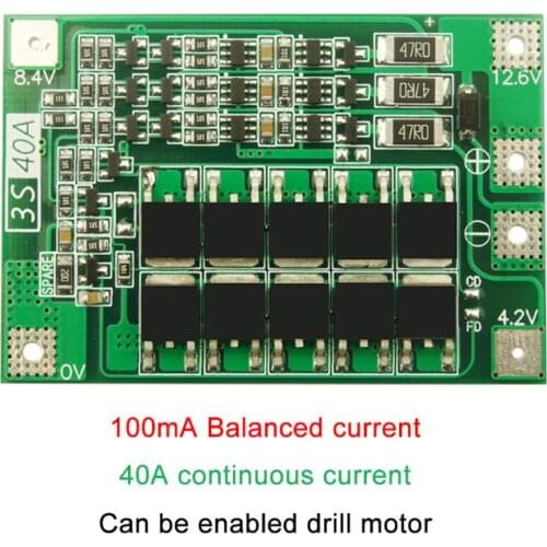 3S 40A Li-ion Lithium Battery Charger Lipo Cell Module PCB BMS Protection Board For Drill Motor 12.6V with Balance