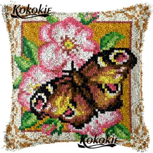 3d carpet tools printed butterfly cushion Crocheting Rug Kits Yarn cross stitch sets sale latch hook embroidery needlework sets