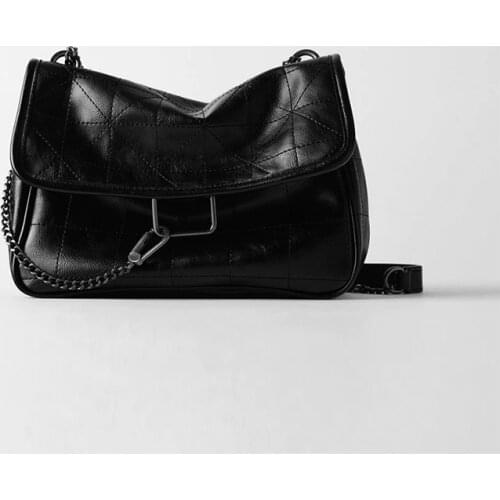 2020 New Rhombus Black Rock Soft Single Shoulder Oblique Span Chain Bag Luxury Handbags for Woman 2020 PU Leather Messenger Bag