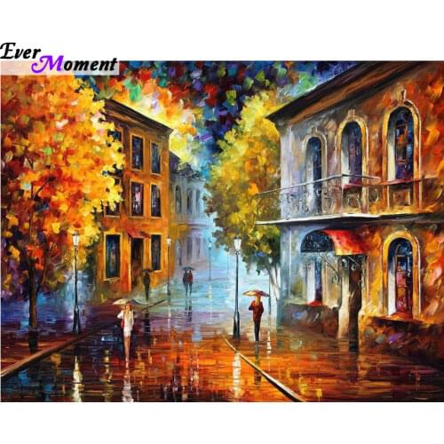 NEW DIY 5D Diamond Painting rain in the city full Square drill decor Mosaic Embroidery Series Inlaid resin sets ASF292