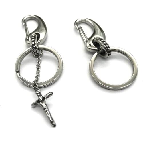 New Design 316l Stainless Steel Round Keychain Men Women Fashion Jewelry Cross Keyring Car Key Chain Gifts