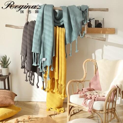 Nordic Style Home Decor Blanket Cashmere Crochet Office Nap Throws Cute Frigne Delicate Knit Blanket Shawl Throw Women