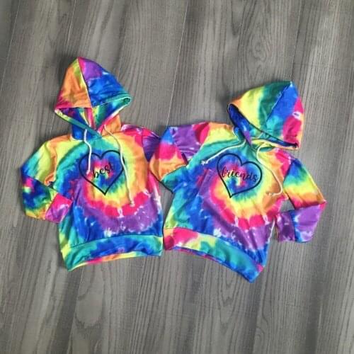 Best friend clothes baby girls tie dye hoodie friend top