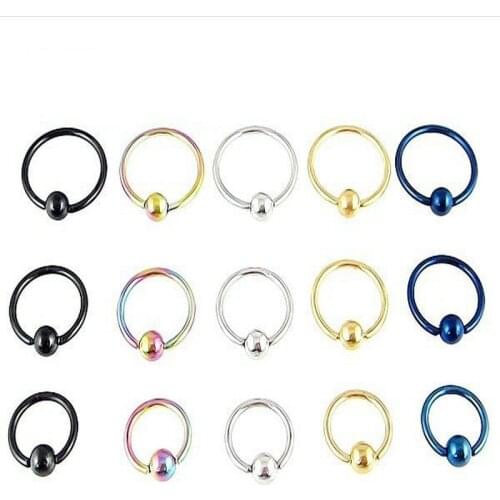 Wholesale stainless steel mixed body jewelry lots beaded ring CBR captive ring 8mm,10mm,12mm mixed size colors