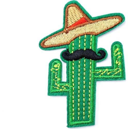 Cactus Size:5.0X7.2cm DIY Cloth Patch Badge Embroidered Cute Badges Hippie Iron On Kids Cartoon Patches For Clothes Stickers
