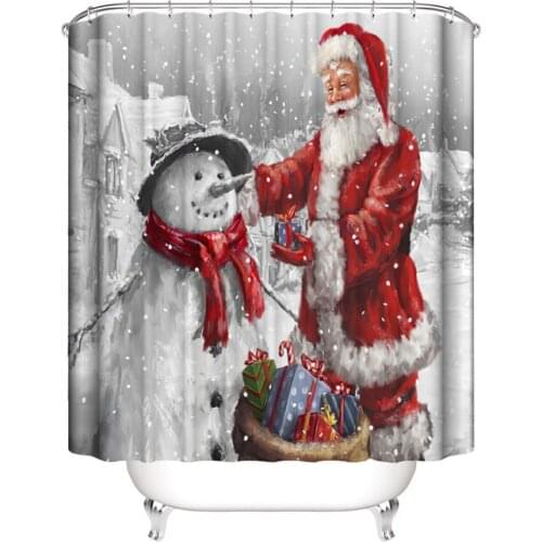 4 Size Xmas Nordic Santa Claus Snowman Shower Curtain Bath Curtain Bathroom For Bathtub Bathing Cover Large Christmas decoration