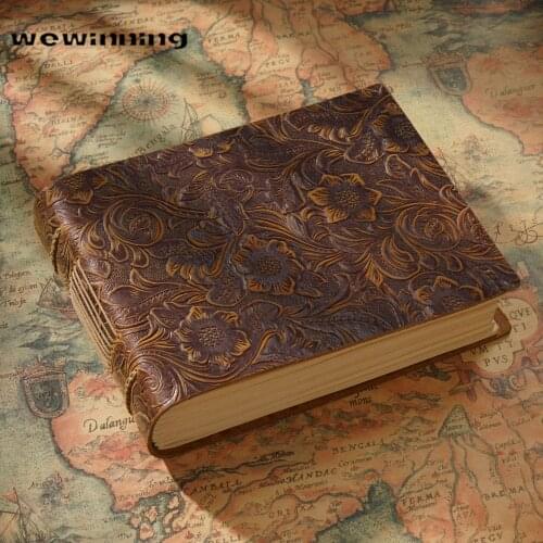 Hand Made Genuine Leather Thick Journal Sketchbook 400P Blank Paper Book Gift 14cm*19cm Free Shipping