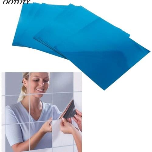 16Pcs Removable Square Flexible Mirror Wall Stickers Home Decor Non Glass Mirror