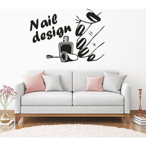 Nail Design Removable Wall Sticker Nails Art Polish Vinyl Wall Decal Beauty Studio Decoration Manicure Window Poster AZ143