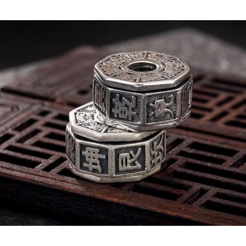 Silver Restoring Ancient Ways Gossip Buddhism In A Rotating Transfer Character Men Wholesale Sterling Silver Pendant