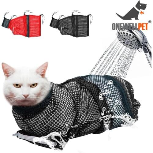 Mesh Cat Grooming Bath Bag Cat Supplies Washing Bags For Pet Bathing Nail Trimming Injecting Anti Scratch Bite Restraint