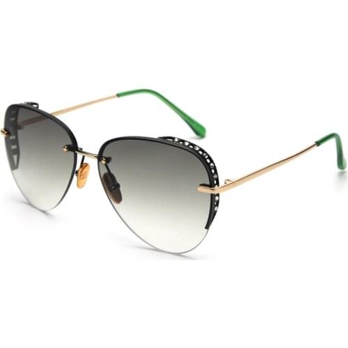 MINCL Luxury oversized sunglasses women green vintage bling stones rhinestone gradient pilot sun glasses female eyewear new NX