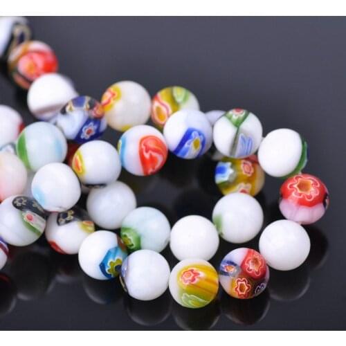 6mm 8mm 10mm 12mm Mixed Flowers Millefiori Glass Loose Spacer Beads Lots For DIY Crafts Jewelry Making Findings