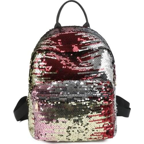 Mosaic Sequins Fashion Backpack Shoulder Bag PU Leather Girl Bag Student Cases New