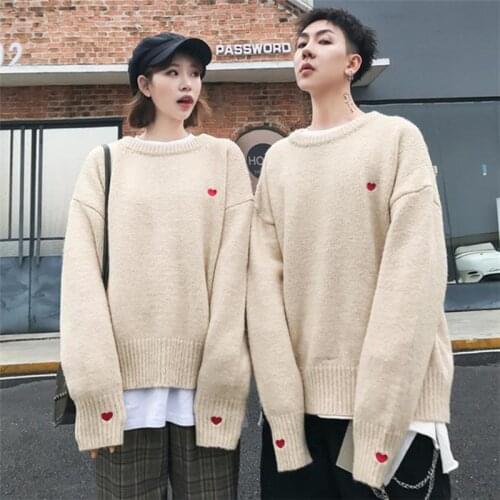 NiceMix Couple hoodies Cute Heart Shape Pattern Casual Sweatershirts Woman Thick Warm Pullovers Clothes Fashion Knitted Jumpers