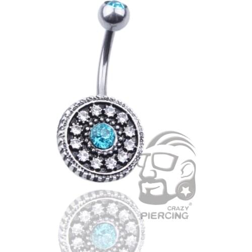 Bohemia Style Personality Vintage Flower For Sexy Body Piercings Dangle Navel Belly Button Rings Small Percing Navel Nail