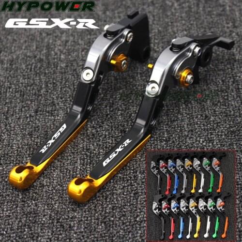 Laser Logo (GSX-R) Golden+Titanium CNC Folding Extendable Motorcycle Brake Clutch Levers For Suzuki GSXR1000 2001 2002 2003 2004