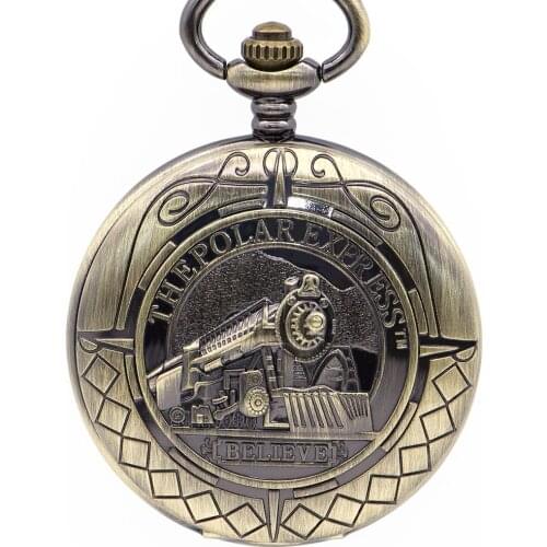 High Quality Vintage Pocket Watches Running Train Pattern with FOB Chain Mechanical Hand Wind Unisex Watches PJX1359