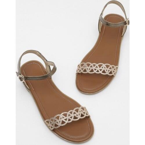 SIMLOVEYO New 2021 Ladies Sandals Round Toe Low Bling Rhinestone Elegant Comfortable All-Match Size 34-43 Casual Summer A4055