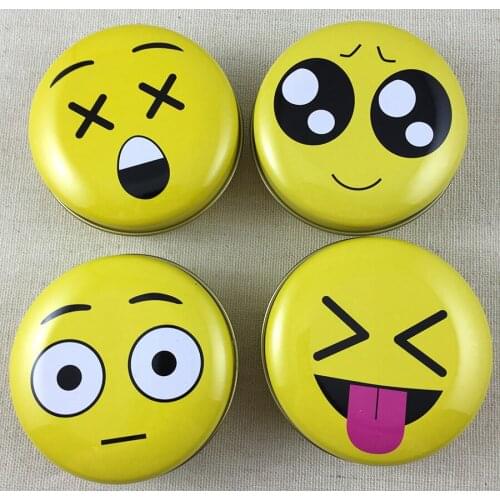 12pcs/lot Smiling Face Tin Storage Box Round Jewelry Box Portable Case Sewing Box Hot Mini Pill Case Biscuits Candy Container