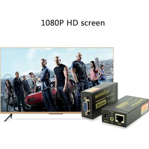 1PCS VGA Video Audio Extender 100M 328ft Over Single RJ45 CAT5e/6 1080P VGA transmission to rj45 signal amplifier Extender