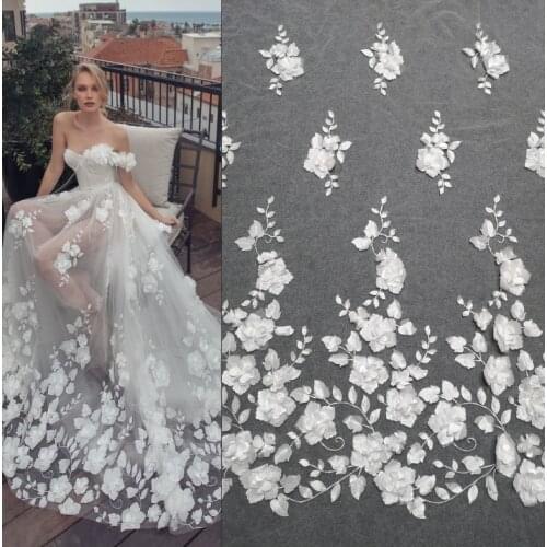 3D Flower Laser Satin Cloth Flower Lace Wedding Dress DIY Accessories Black Fabric Hand Applique Mesh Fabric RS2937