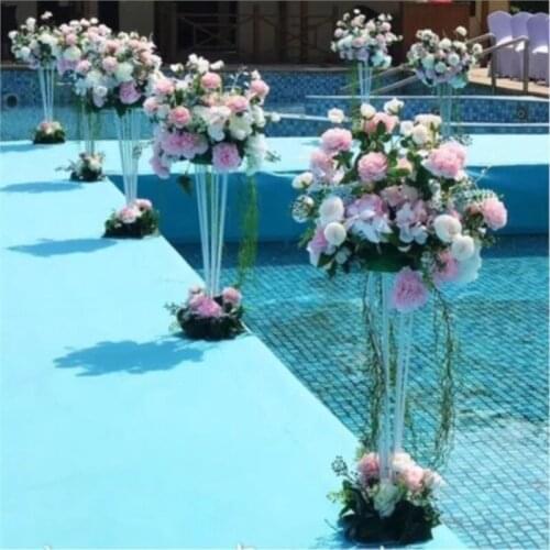 65cm tall white or gold metal flower stand Road Lead Wedding Centerpiece For Event Party Decoration