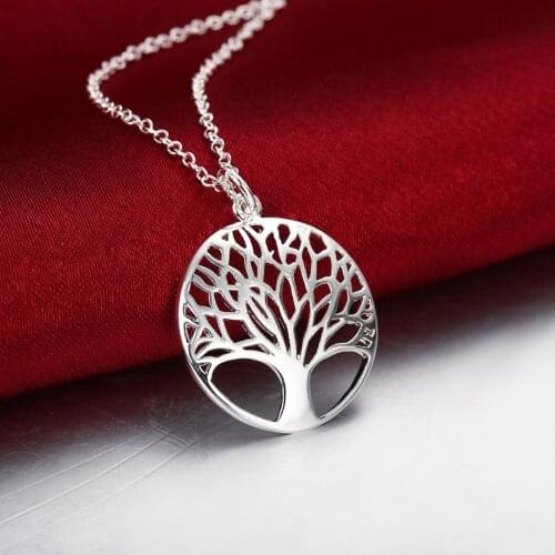 Lost money promotion! N925 Silver color jewelry color necklaces and pendants tree of life collares lady n802