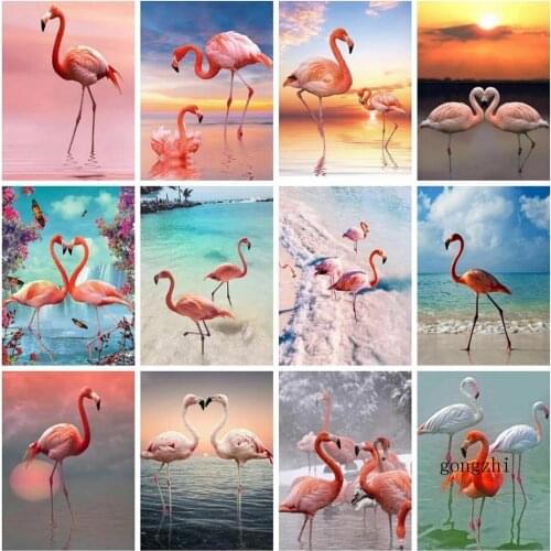 5D Diy Diamond Painting Pink Flamingos Art Rhinestone Diamond Embroidery Animal Mosaic Cross Stitch Handwork Gift Home Decor