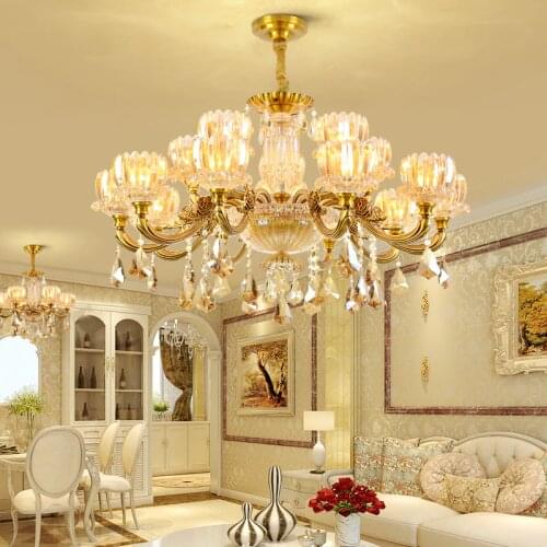 Free Shipping Alloy Crystal Chandeliers Brass Color Pendant Lamp Dining Room Living Lobby Lamp Lighting E14 LED AC Candle Bulbs