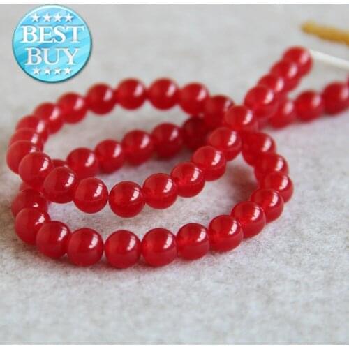 8mm Red Chalcedony Beads Round DIY Loose 15inch Jewelry Making Design Wholesale Semi Finished Stones Balls Gifts Fitting Female