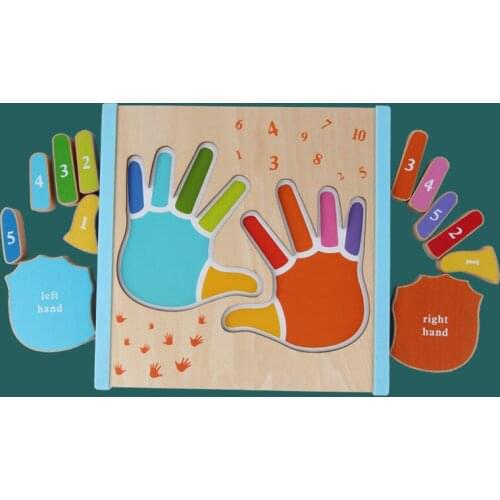 Early Education Wood Building Block Palm Finger Learning Shape Color Number BrainGame Cognitive Ability Parent-child Interaction
