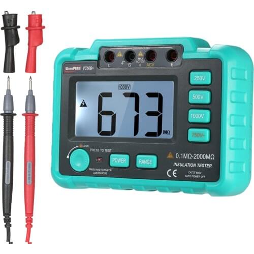 UNI-T UT501A Insulation Resistance Tester 2000 Count LCD Display Overload Indication Backlight AC Voltage Measurement Meter