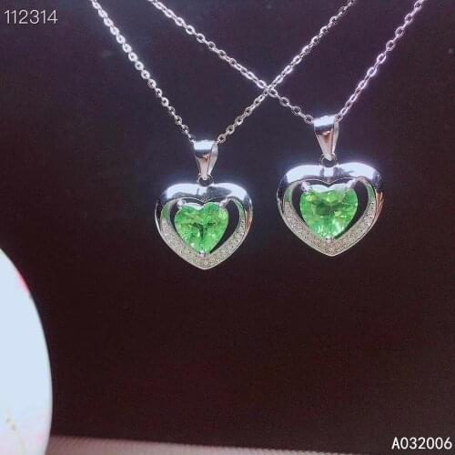 KJJEAXCMY fine jewelry 925 pure silver inlaid natural Peridot girl new Pendant Necklace luxury clavicle chain support test