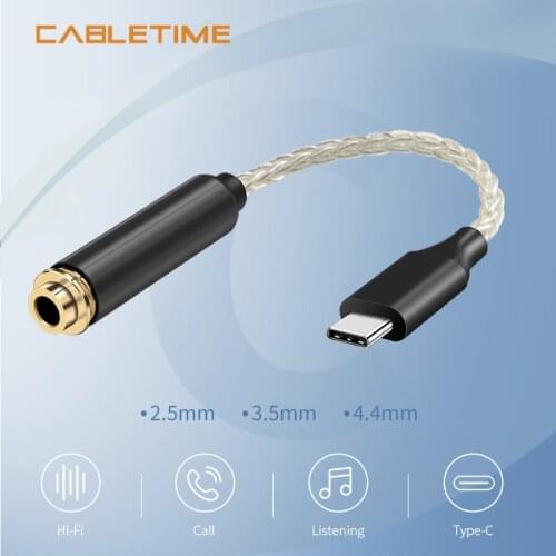 CABLETIME HIFI Upgrade Cable Copper USB Type C 2.5/3.5/4.4mm Headphone Audio Adapter DAC for Huawei P20 OnePlus Samsung N309