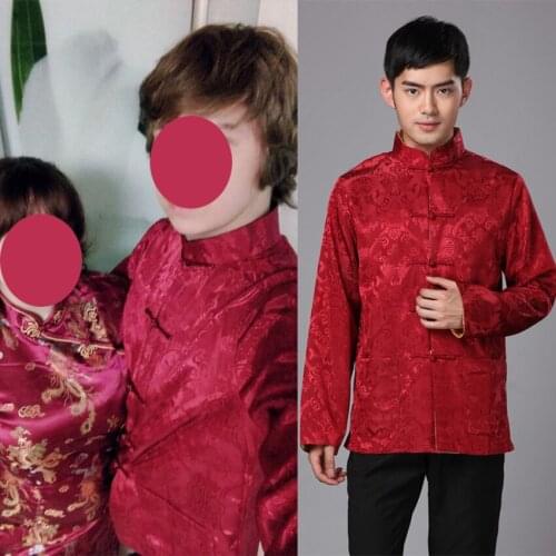 Chinese Tang Suit Men Blouse Shirt Traditional Clothing for Man Jacket Kung Fu Clothing Both Side Festival Costumes Solide Color