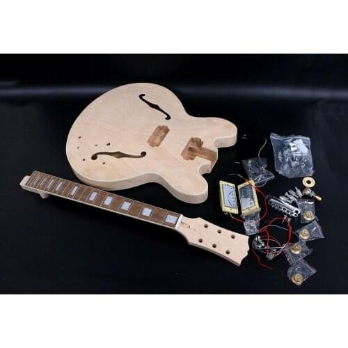 1 Set Unfinished Electric Guitar Neck And Body Guitar Kit DIY Part 335 Style all hardware
