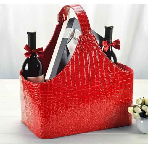 Leather hand bag gift basket storage baskets snacks fruit set debris blue holiday supplies