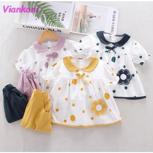 Summer Children Striped Clothes Baby Girls Cartoon T Shirt Shorts 2Pcs/sets 2021 Sweet Infant Clothing Toddler Cotton Tracksuits