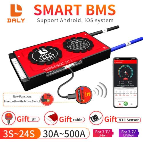 DALY Smart BMS 12V 36V 48V 30A 60A 80A 100A 120A 150A 200A LiFePo4 Li-Ion Battery 3S 4S 7S 8S 10S 12S 13S 16S 20S 24S Balance