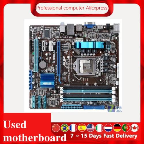 For ASUS P7H55-M Motherboard LGA 1156 DDR3 16GB For Intel H55 P7H55 Desktop Mainboard SATA II PCI-E X16 Used AMI BIOS
